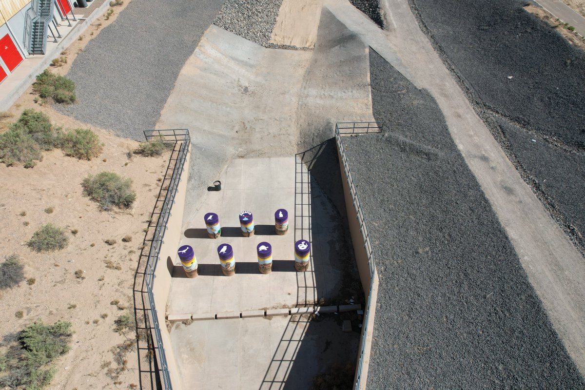 sscafca's tweet photo. Artists Albert Rosales and Luke Catanach painted the seven energy dissipators on the Lisbon Channel with images of animals that live in or make their way through our arroyos.

#sscafca #floodcontrol #art https://t.co/19QJy9xHlT