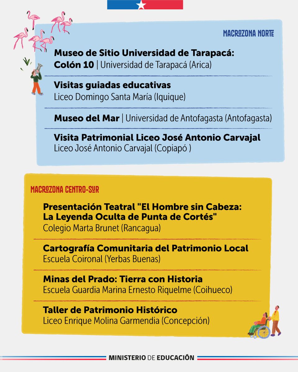 Mineduc's tweet photo. 🏛️✨ ¡Celebremos el Día del Patrimonio Cultural 2026!

Este sábado 30 y domingo 31 de mayo, decenas de escuelas e instituciones de Educación Superior abrirán sus puertas a toda la ciudadanía.

💡Encuentra más actividades en https://t.co/pEHtHO8a8b https://t.co/roljXdH7po
