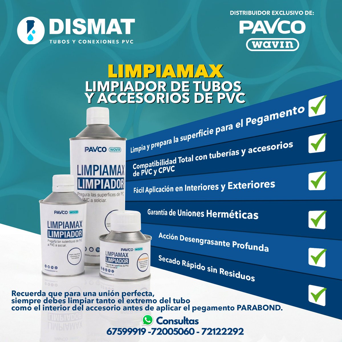 DISMAT_SRL's tweet photo. 🔧La instalación perfecta, comienza con una buena unión.
😃👌🏻Trabaja con el #limpiador para #PVC y #CPVC de #PavcoWavin y garantiza conexiones más limpias, seguras y duraderas.
✅ Limpieza eficiente.
✅ Mejor adherencia del pegamento.
📲Ventas #DISMAT:
 https://t.co/FnEpMc6gy6 https://t.co/ULX5VjXCGN