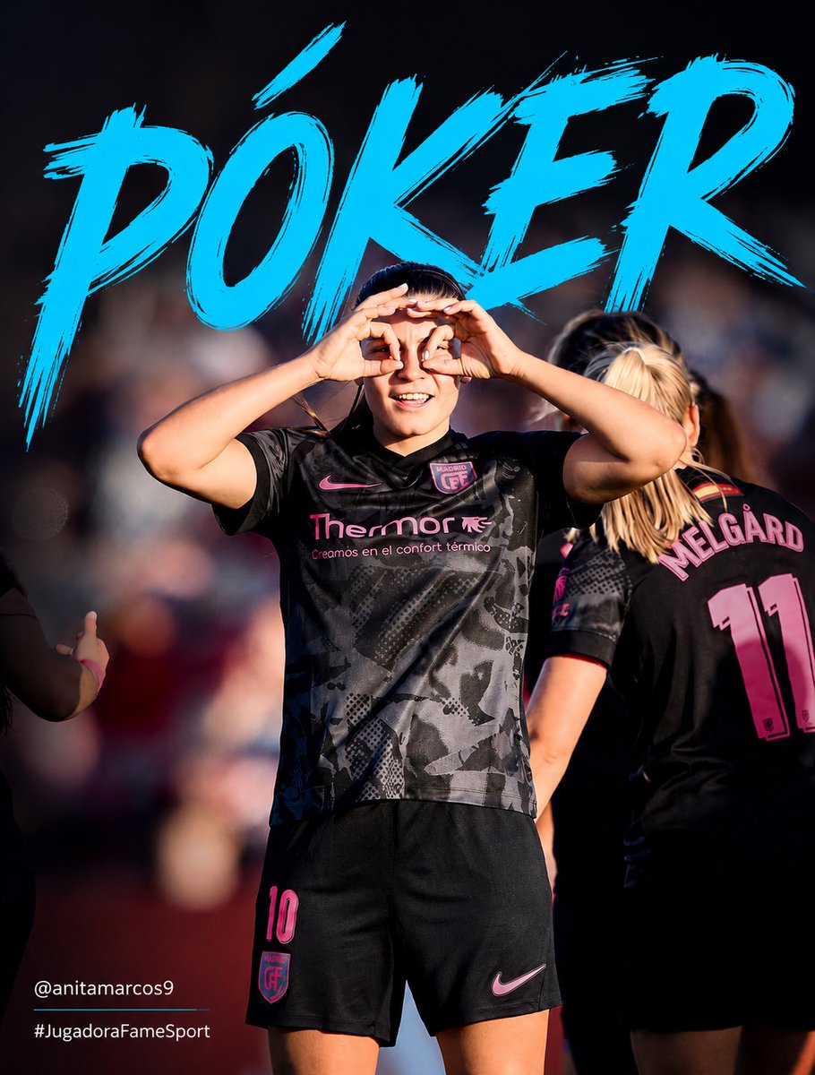 FAMESPORT's tweet photo. Hay actuaciones que no necesitan explicación.4 goles.40 minutos.
Partido remontado.
PÓKER de @anitamarcos09. ⚽♠️
#JugadoraFameSport #FutbolFemenino #Gol #Delantera #Talento https://t.co/omDQj19D2t