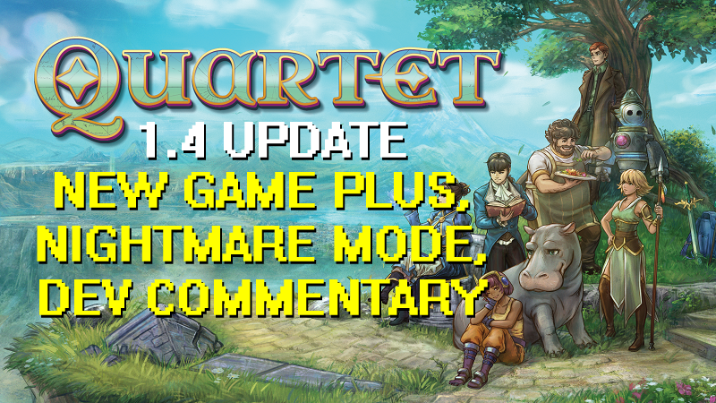 SomethingClassc's tweet photo. Quartet's 1.4 update is now live on Steam!  

Other PC platforms and Switch to follow as soon as possible.

#QuartetRPG #jrpg https://t.co/iYlpE5FMm1