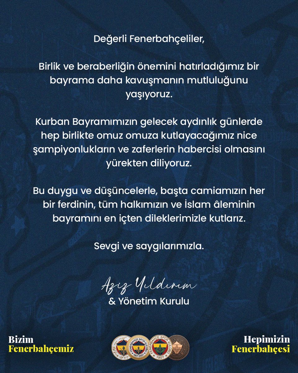MBayramovic94's tweet photo. RT @bizimfbmiz: Sayın Aziz Yıldırım ve Yönetim Kurulu'ndan bayram mesajı https://t.co/6dwmFuYlWW