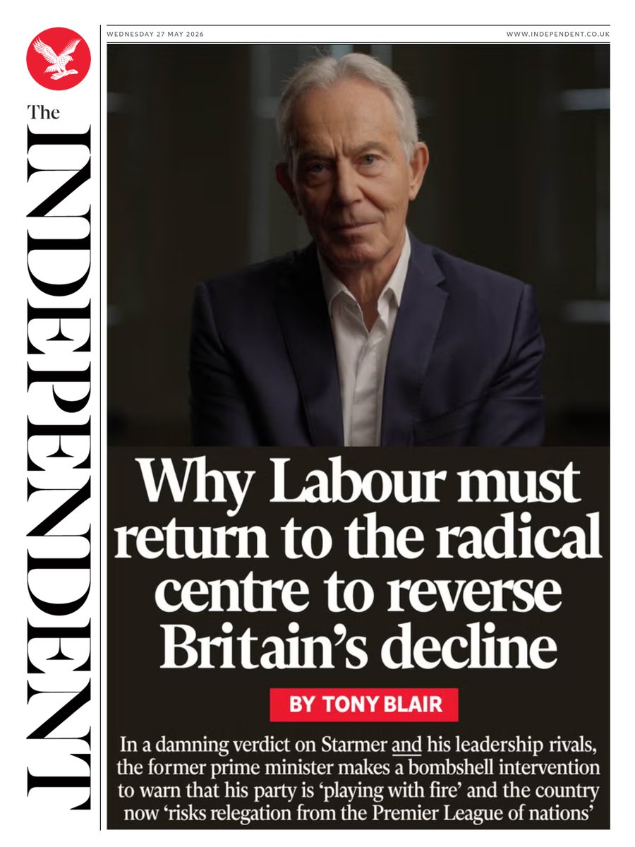 JohnRentoul's tweet photo. Wednesday’s @Independent #TomorrowsPapersToday https://t.co/VuLkpnK4BX https://t.co/RdxnZKb3qv