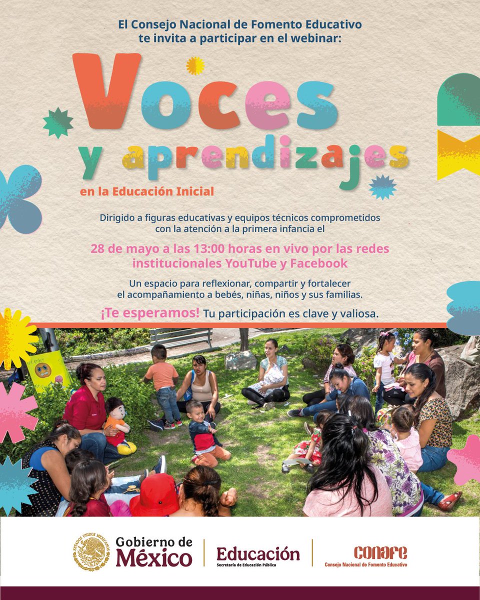 CONAFE_mx's tweet photo. Acompáñanos a construir el dialogo para visibilizar la importancia de la participación de las familias y las figuras educativas para aprender juntos y mejorar la crianza y educación de los más pequeños. 👶👧🧒

¡Participa en la conversación y comparte tus experiencias! https://t.co/ikeSt0AnNL