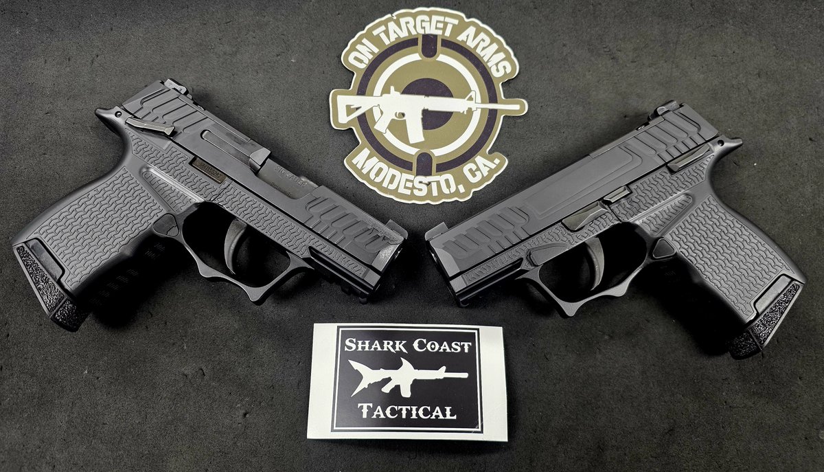OnTargetArms's tweet photo. 🔥 JUST ARRIVED 🔥

Shark Coast Tactical SIG SAUER P365 SCT CALI-365 9MM is HERE! 💥

✅ California Compliant
✅ Custom Metal Frame
✅ 10RD Capacity
✅ Includes 2 Mags
✅ Comes with BOTH frames
These are CLEAN and won’t last long 👀🔥 https://t.co/wHbGnfkKMy