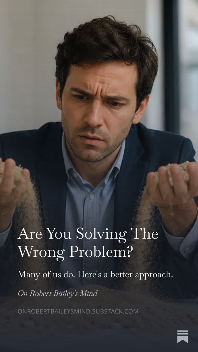 RobertMBailey's tweet photo. Most people don’t fail because the problem is impossible.

They fail because pressure causes them to solve the wrong problem first.

Clarity is not only seeing the problem. It’s identifying the correct one before spending trust, time, energy, or money. 

https://t.co/RYT7HtnrjR https://t.co/GTswjrWCXL