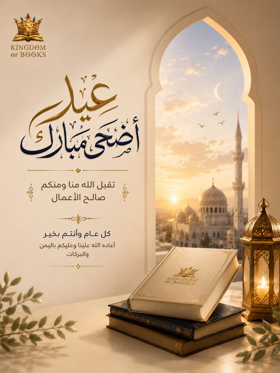 KOB_pub's tweet photo. تتقدم Kingdom Of Books  بأصدق التهاني للسادة العملاء والمؤلفين وللأمة الإسلامية جمعاء،،،
 بحلول #عيد_الأضحى_المبارك
أعاده الله علينا وعليكم أعوامًا عديدة وأزمنة مديدة،،،
دمتم في فضاء Kingdom Of Books مبدعين موفقين والنجاح حليفكم.
#كل_عام_وأنتم_بخير #نشر_Kingdom_Of_Books https://t.co/Uy19x8mXN7