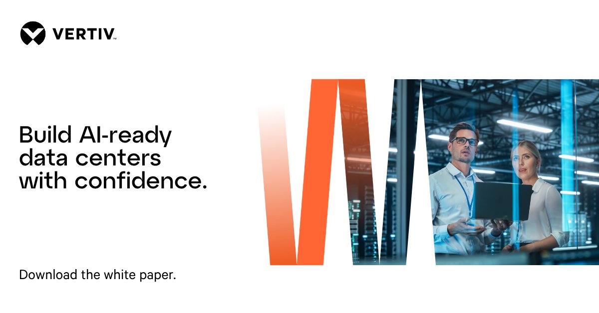 Vertiv's tweet photo. AI-ready reference designs help colocation providers plan for 250kW+ racks with less risk and faster deployment. Design with confidence: https://t.co/7x6IBrqYrx

#AIInfrastructure #ReferenceDesigns #Colocation #DataCenters #HighDensityCompute https://t.co/Ov04UCVfGe