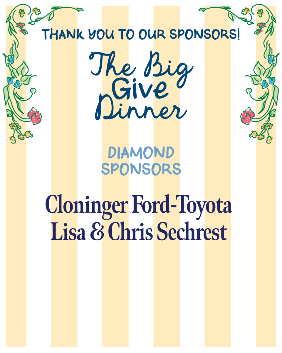 RowanHelpingMin's tweet photo. Thank you to our Diamond Sponsors, Cloninger Ford-Toyota and Lisa &amp; Chris Sechrest, for supporting The Big Give Dinner and Rowan Helping Ministries! 💛

Join us June 6 at 5:30 p.m. at the Rowan County Events Center.

🎟️ Tickets:
https://t.co/wGM9onMDEI https://t.co/1j2BmLCtww