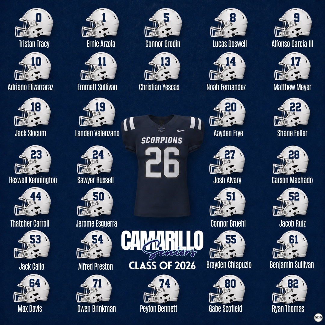 ACHS_Scorps_FB's tweet photo. Celebrating our Camarillo Scorpions Class of 2026!

Thank you for the memories, leadership, and heart you brought to Scorpion football.

Once a Scorpion, always a Scorpion!

#GoScorps #Character #Commitment #Unity

GC: @GameDayGraphic2 https://t.co/JSUcoDFdPj