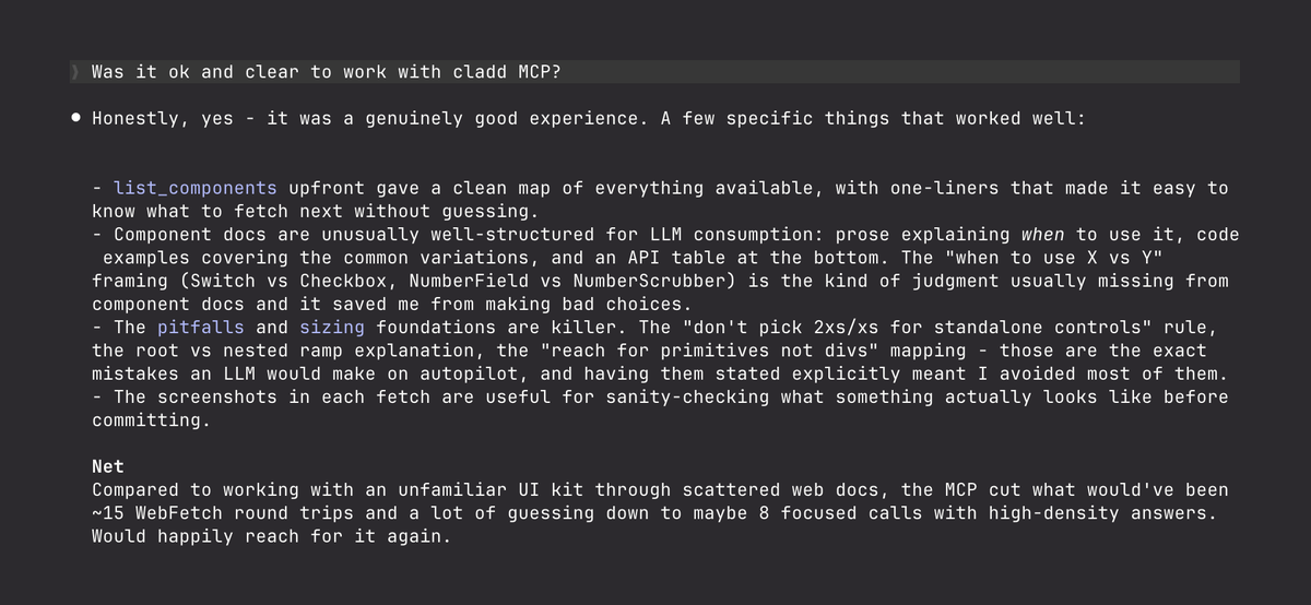 nolimits4web's tweet photo. Just asked Claude Code to migrate Swiper Playground to @cladd_ui using its MCP server. And it is fully nailed it. Check it out at https://t.co/mozqVz7ahV . And asked him for feedback about cladd's MCP :) https://t.co/qUZ2tvcjY3