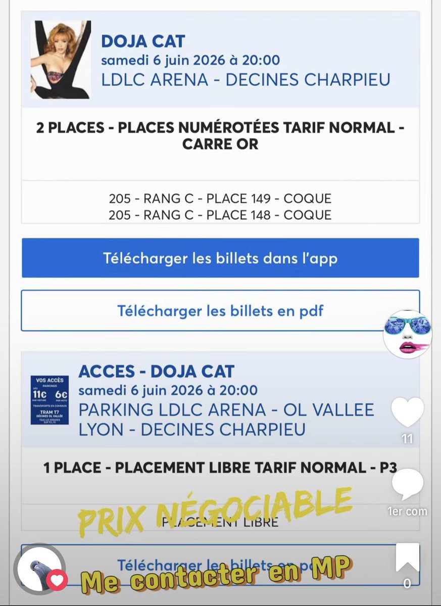 AnneA2613's tweet photo. Vends Billets Doja Cat https://t.co/GNHhMLxo63