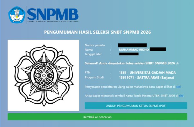ridho²⁶ alhamdulillah lolos utbk di sasrab ugm tweet media
