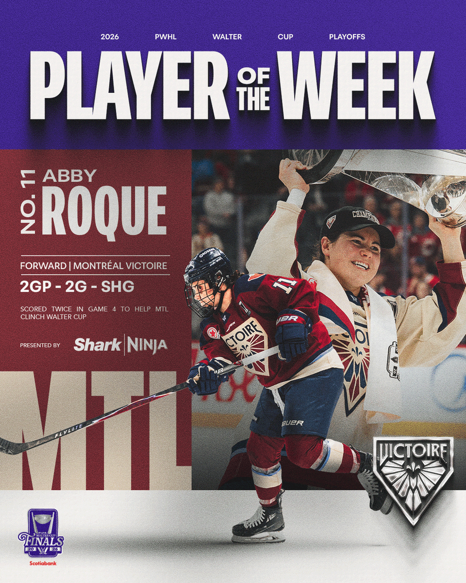 thepwhlofficial's tweet photo. A finals performance to remember 💪

Abby Roque is the final Player of the Week of the season!

PWHL x @SharkNinja https://t.co/mgulKnkKar