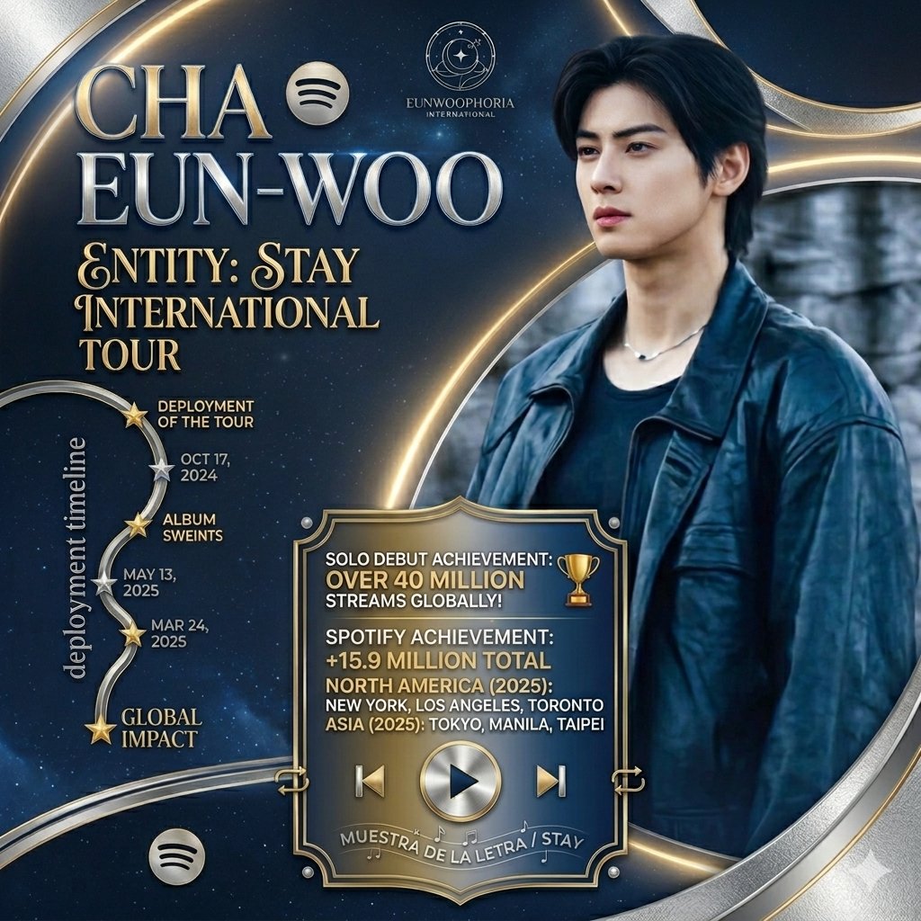 Eunwoophoria7's tweet photo. 🚨 CHAEUNWOO OUTSOLD! 🚨 El impactante récord de 'STAY' que está rompiendo el internet 🌏💥

¡El rey de los K-Dramas y la música lo hizo de nuevo! ��✨ Cha Eun-Woo sigue demostrando que su talento como solista no tiene límites y "STAY" se ha convertido en un auténtico monstruo del streaming en Spotify. 🎧🔥
¡Mira el desplegado de este impresionante logro! 👇

📈 LAS CIFRAS DE UN ÉXITO GLOBAL 📈
🌟 +15.9 MILLONES | De reproducciones totales acumuladas (¡y subiendo por segundos! 🚀).
🔄 +7,000 STREAMS | Diarios de manera orgánica. ¡La gente simplemente no puede dejar de escucharla! 🔁

🥈 TOP 2 HISTÓRICO | Ya es oficialmente la segunda canción más escuchada de TODO su catálogo como solista. 🥈👑

🏆 ¿POR QUÉ "STAY" ES UN LOGRO HISTÓRICO? 🏆

💿 El motor de 'ENTITY': Esta joya es la canción principal de su mini-álbum debut, el cual ya superó la impresionante marca de ¡39.6 millones de streams totales! 🪐✨

✍️ De su puño y letra: El mayor orgullo para el fandom es que el mismísimo Eun-Woo participó en la composición de la letra. ¡Millones de personas conectando con sus sentimientos más puros! ❤️📝
🌍 Estabilidad nivel Dios: Mientras otras canciones pasan de moda, "STAY" se mantiene firme en las playlists globales gracias a su adictivo toque folk-pop. 🎸🍃

🎥 DATO EXTRA CORONADO: ¡El impacto no es solo en audio! El video musical oficial en YouTube ya vuela por encima de las 21 millones de vistas. 🎬🔥
Escúchala en este enlace 👇🏻

🔗https://t.co/XYOAoRtu4Z

#ChaEunWoo #STAY #ENTITY #SpotifyRecord #Kpop
@CHAEUNWOO_offcl @ASTRO_Staff @fantagiogroup