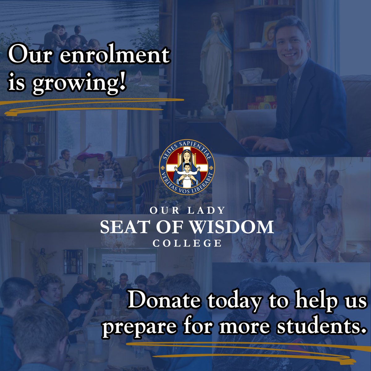 OLSWCanada's tweet photo. We are growing! Applications for 2026–27 are strong, and we are anticipating another large incoming class this fall. Even more encouraging: we expect between 80% and 90% of our first-year students to return next year – an historically high retention rate.

Students are not just coming to Seat of Wisdom. Students are putting down roots here. We must be ready to receive each student.

Will you help us prepare? We ask you to consider a gift if you are able at: https://t.co/pp9OsvISft.

Thank you!

#SeatOfWisdomCollege #CatholicEducation