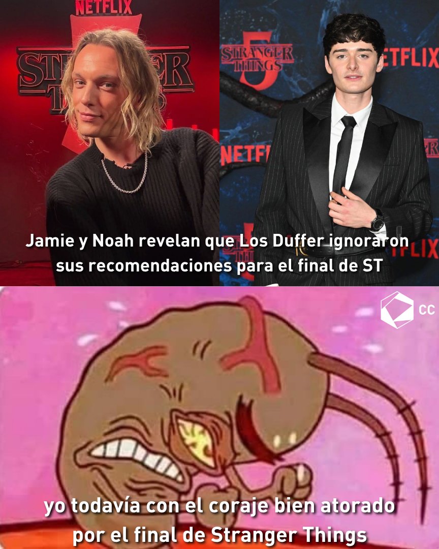 CulturaColectiv's tweet photo. ¿A los hermanos Duffer les ganó el ego para el final de Stranger Things?🧐

A casi medio año del fin de Stranger Things, ya están saliendo en internet los trapitos al sol de esos últimos capítulos que tuvieron opiniones dividas y confirmamos que al cast tampoco les gustó y que incluso los ignoraron en sus recomendaciones. ☹️

Apenas el pasado 21 de mayo se realizó una reunión oficial en Hollywood donde Noah  Schnapp confesó que le escribió algunas sugerencias a los hermanos Duffer para el final de su personaje y que estos lo ignoraron.😶

Jamie Campbell Bower o 'Vecna' contó que también se puso en contacto con los creadores, pero estos tampoco lo tomaron en cuenta.🫠

Si bien el director y productor Shawn Levy salió a defender a los Duffer asegurando que cada mensaje fue tomado en cuenta, la realidad es que ni al cast le gustó cómo terminaron sus personajes y ni modo, a ellos y a nosotros nos tocará soportar.

FE.
KM