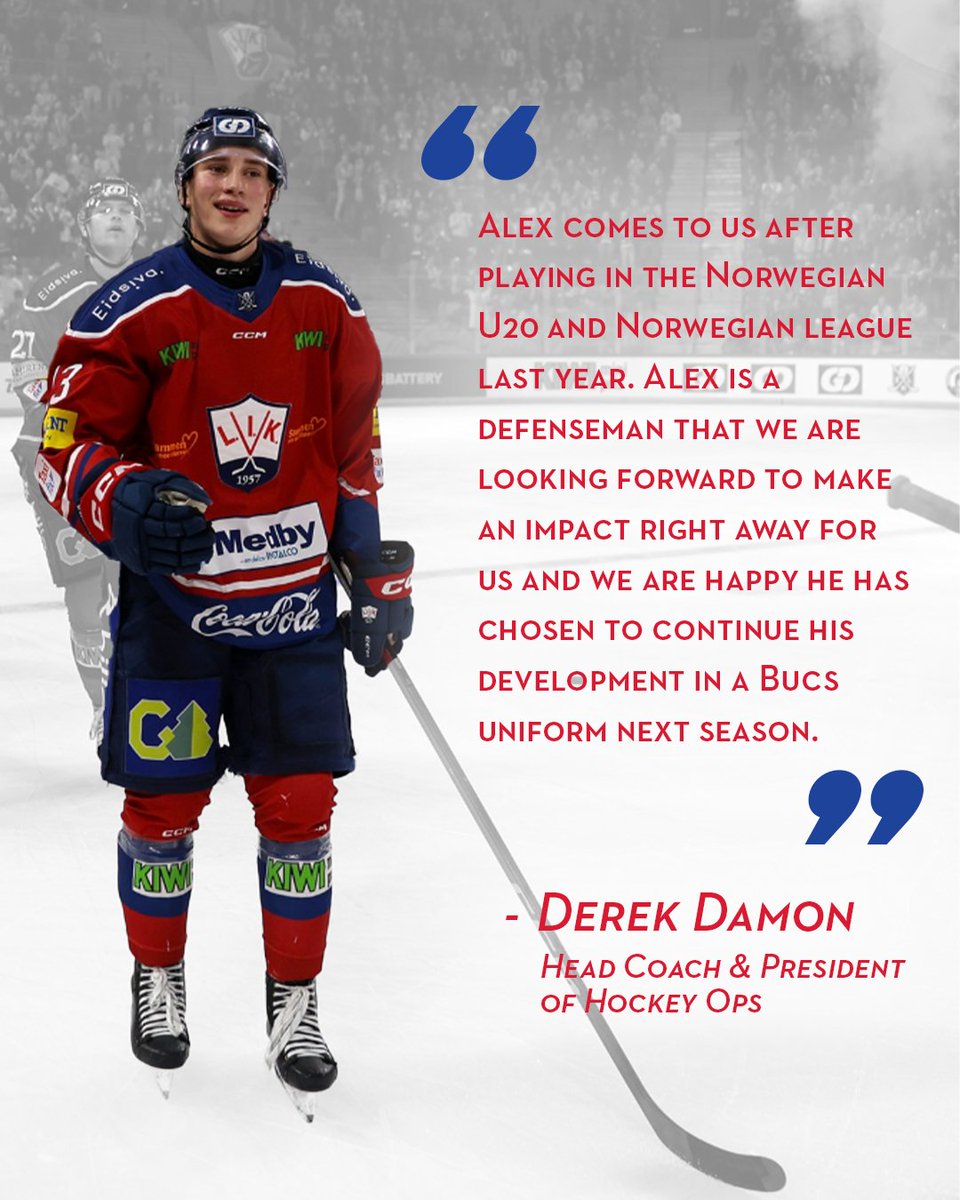 bucshockey's tweet photo. NEW BUCS INCOMING 🔄

The Bucs have signed defenseman Alexander Kiønig out of Lillehammer to a Standard Player Development Agreement ahead of the 2026-27 season. Welcome to Des Moines, Alex 🙌

Season presented by The Iowa Clinic
#HockeysAliveinthe515 @USHL https://t.co/NQh0bdviOL