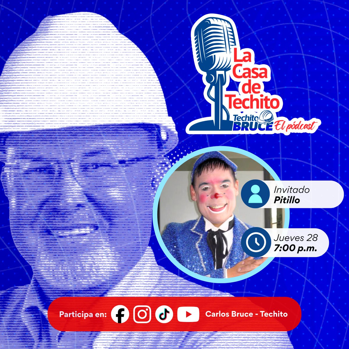 TechitoBruce's tweet photo. Los espero este jueves a las 7 p.m. para descubrir el lado menos conocido y más inspirador de un artista que ha dedicado su vida entera a regalarnos sonrisas y felicidad. 🎙️❤️

#LaCasaDeTechito #TechitoBruce #Pitillo https://t.co/unKOqVTr5P
