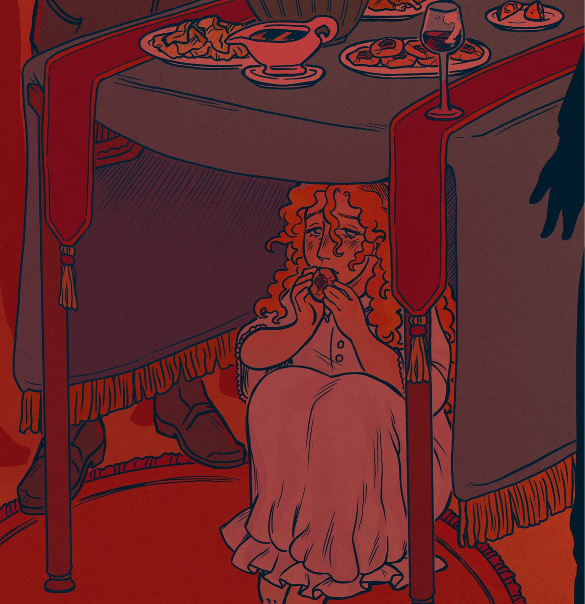 porcelainpines's tweet photo. Little Rosie… she is hiding under a table at a party somewhere, i imagine this is when she still lived in Europe https://t.co/yCBYmGamDl