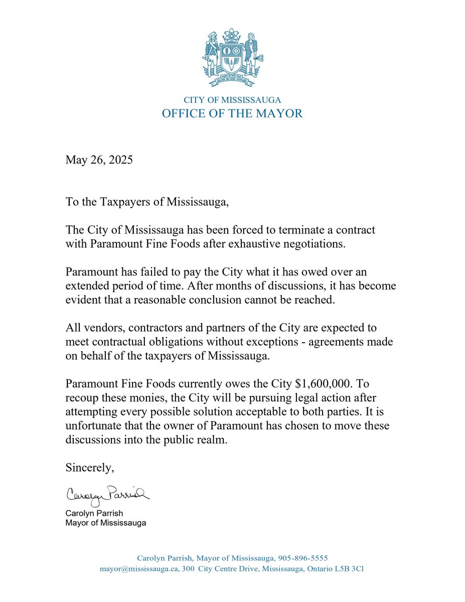 Mayor Carolyn Parrish tweet media