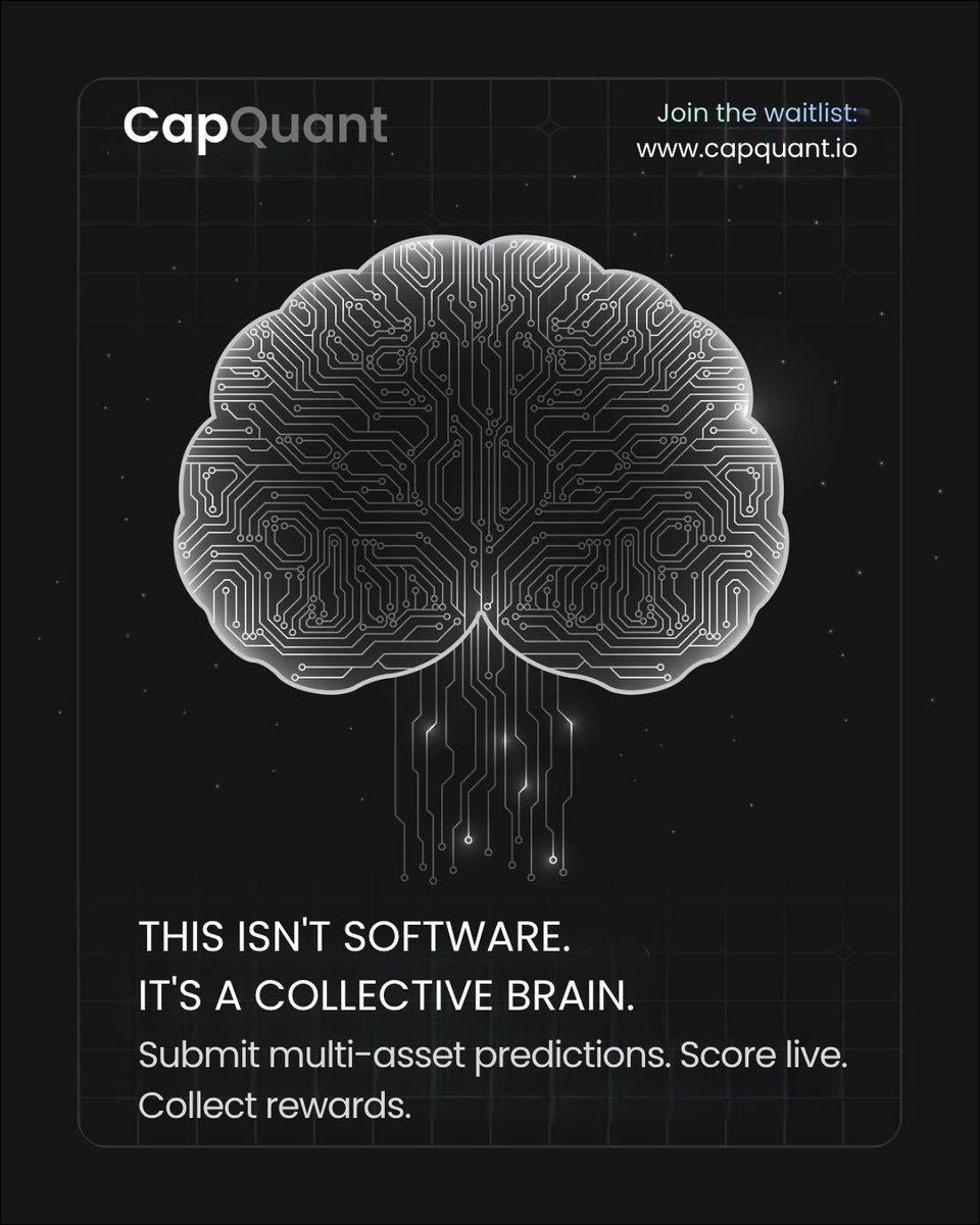 CapQuant_'s tweet photo. What sets CapQuant apart? No trade execution, no fund management, no investment advice. Just pure prediction intelligence. Your predictions, scored and aggregated to build a continuously improving meta-model. Join the waitlist TODAY at https://t.co/5Q3RM3ptrr https://t.co/RYK4BnCaBy