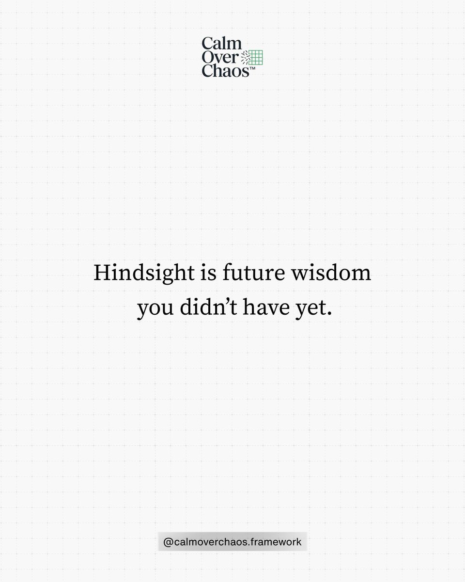 YoungYancy's tweet photo. Hindsight isn’t regret. It’s wisdom you only gained after the decision.

Make the best decision you can with the information you have now.

Save this for future decisions.

#CalmOverChaos https://t.co/dHw5SWUSQ1