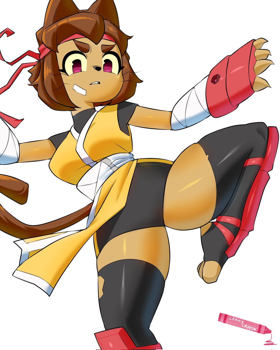 LeakyCrayon's tweet photo. Kit in her fighter outfit! #gameoverse https://t.co/PtOZlm2hBk