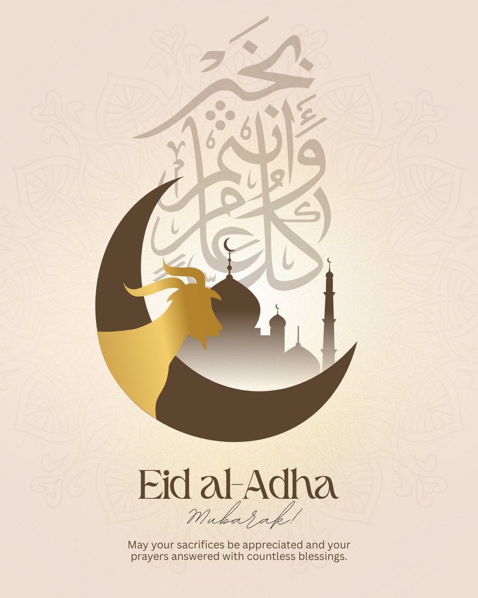 SecureSafeUSA's tweet photo. Eid al-Adha Mubarak! May this blessed holiday bring peace to you and your family and may your sacrifices be rewarded. https://t.co/sr2ARht8xF
