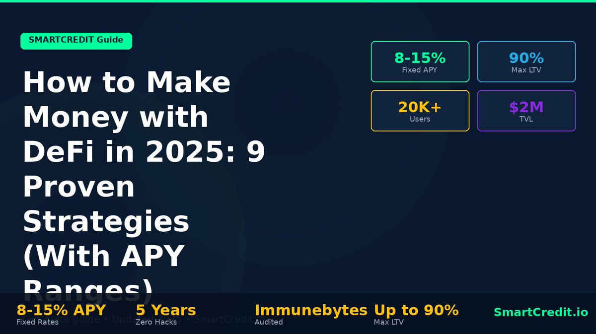 smartcredit_io's tweet photo. Variable DeFi rates are set by supply and demand algorithms. They change every block.

The 15% APY you saw at entry can be 2% within days. No warning. No recourse. Just a lower number where the higher one used to be.

SmartCredit locks your lending rate at deposit. What you see is what you earn.

👉https://t.co/xYzEydeV5j