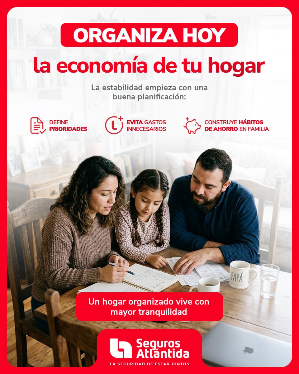 SegAtlantida's tweet photo. Organizar la economía del hogar no es complicado, pero sí requiere intención.​

Definir prioridades, evitar gastos innecesarios y crear hábitos de ahorro en familia son pasos clave para construir estabilidad.​

Pequeñas decisiones hoy pueden marcar una gran diferencia mañana.​

Aprende más sobre cómo mejorar tus finanzas:​
https://t.co/aJYg0WvAgl​

#SegurosAtlántida #EducaciónFinanciera
