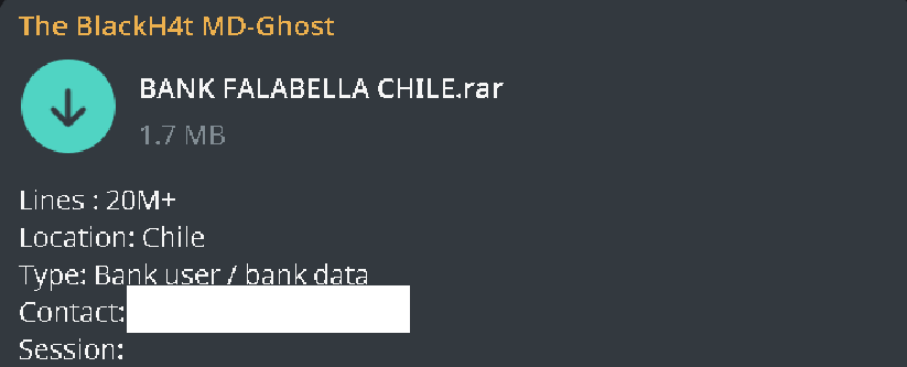 esecintelcl's tweet photo. 🚨🇨🇱 FILTRACIÓN: Actor "The BlackH4t MD-Ghost" publica 20M de registros de Banco Falabella Chile

📂 Archivo de solo 1.7 MB → fuerte indicio de repost o fake

⚠️ Monitorear phishing

#Chile #BancoFalabella #DataBreach #FakeLeak #Ciberseguridad https://t.co/dBb34rdBSZ
