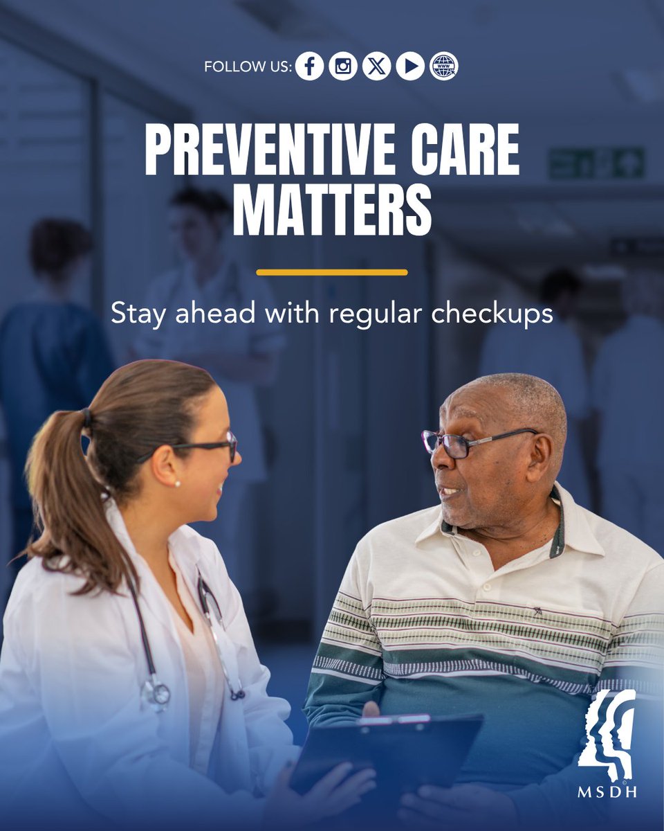 msdh's tweet photo. May is Older Americans Month 🩺 Preventive care helps you stay healthier longer. Regular checkups and screenings can detect health issues early. Take time to prioritize your health. 

Learn more: https://t.co/IQTLozKHlu

#HealthyMS #OlderAmericansMonth https://t.co/FiBEFNfQ7s