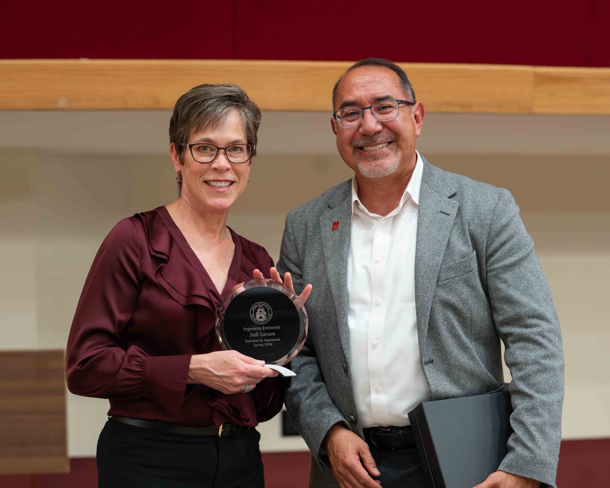 NMSU_engineer's tweet photo. We were honored to welcome Jodi Larson as the Spring 2026 Ingeniero Eminente for the Order of the Engineer and Sociedad de Ingenieros ceremony at New Mexico State University. https://t.co/FEXC0exjQv