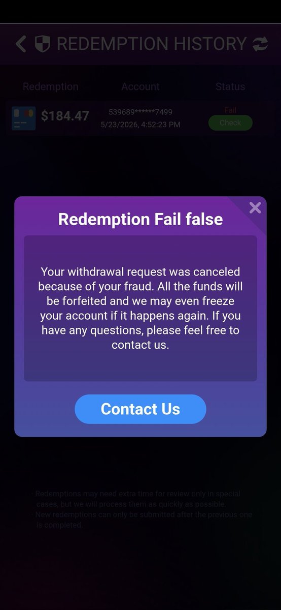 E5tevan005's tweet photo. @GoGoGoldWin No. But also, my redemption was canceled due to fraud?? I don't understand. Can someone help me?? https://t.co/KjGSqBtx8K