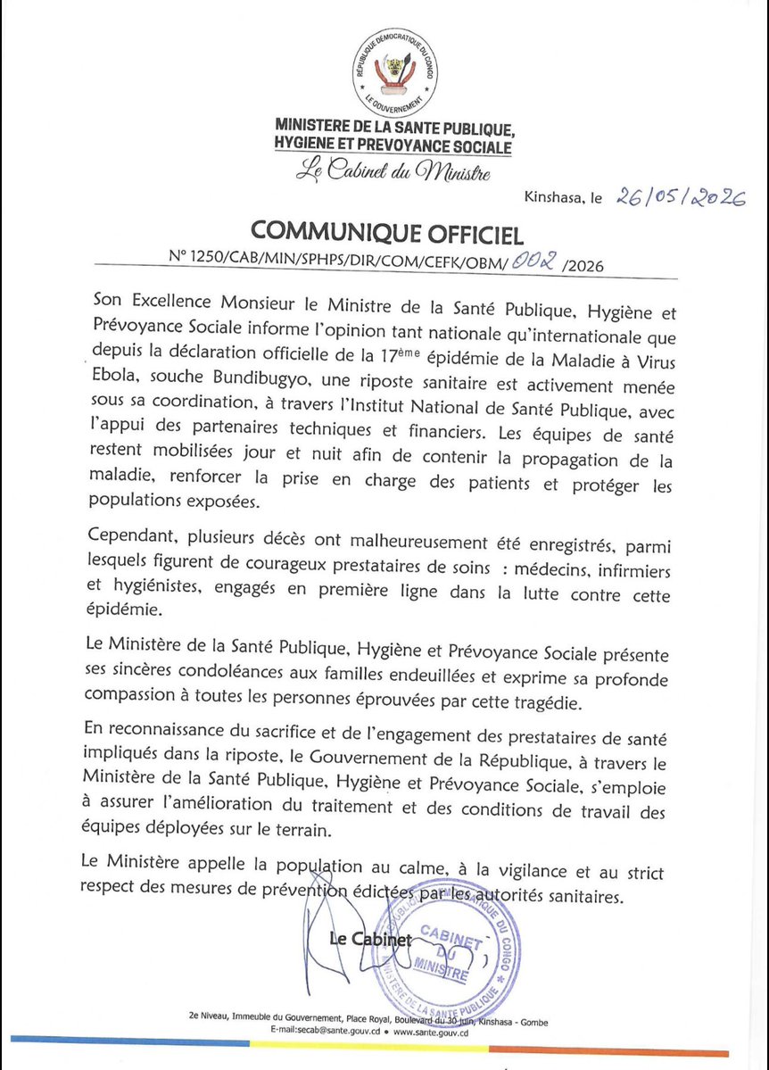 MinSanteRDC's tweet photo. #COMMUNIQUÉOFFICIEL https://t.co/YWu4B7wLIB