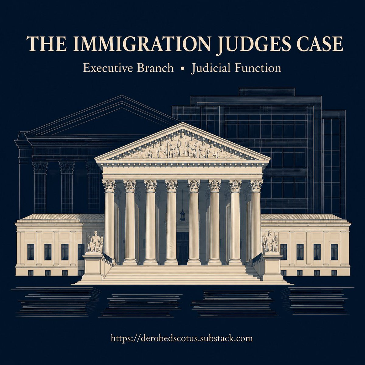 bjorama's tweet photo. Most Americans assume immigration judges are part of the judicial branch.

They aren’t.

Today’s Supreme Court ruling in Margolin v. National Association of Immigration Judges quietly highlighted one of the least-understood institutional structures in American government. https://t.co/MzbpbCZgaU