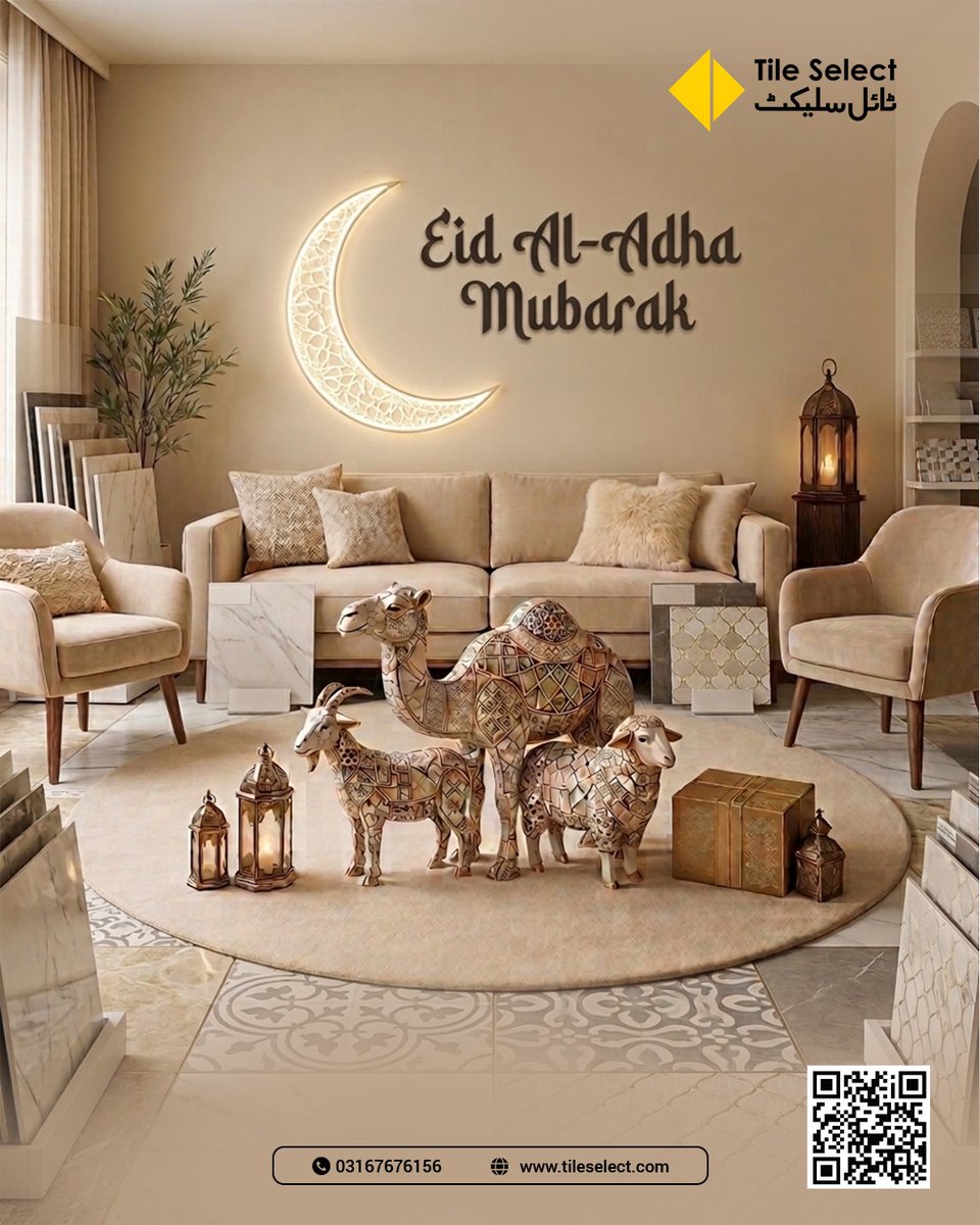 tile_select's tweet photo. Eid ul Adha Mubarak!
May this beautiful occasion bring warmth, peace, and endless blessings to your home. Celebrate Eid with elegance, comfort, and timeless interiors by Tile Select.

Contact Us: 03167676156
Website: https://t.co/A1kbL5e6VD

#EidUlAdhaMubarak #TileSelect https://t.co/F0Lp6MtOte
