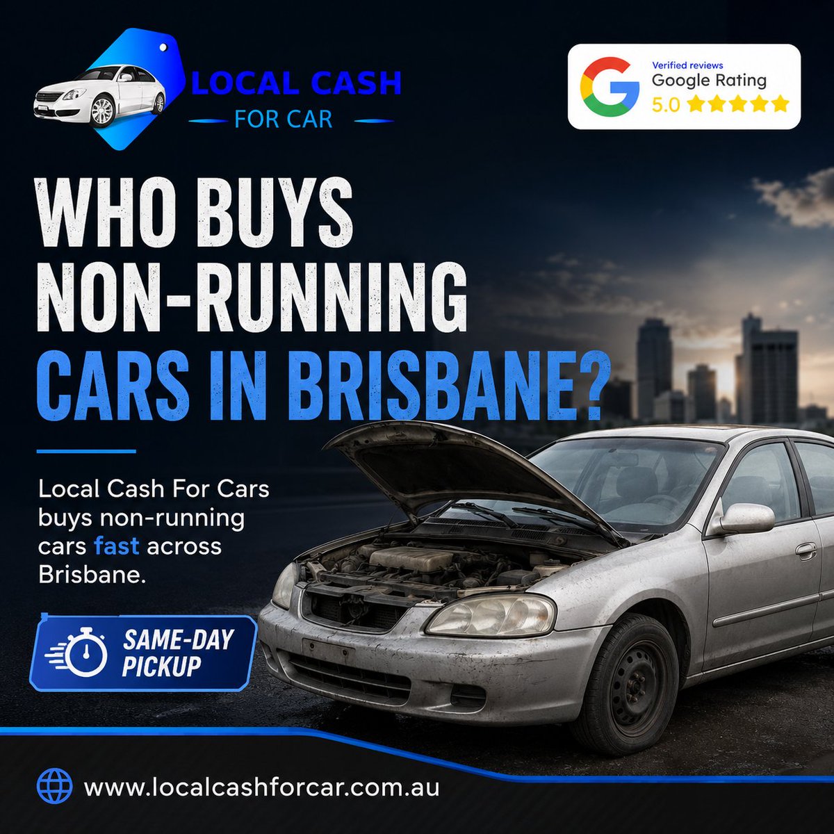 LocalCashForCar's tweet photo. Who buys non-running cars in Brisbane and pays fast?
Local Cash For Cars buys cars that no longer start, have engine trouble, or are too expensive to repair. Share your car details, get a quick offer, book pickup, and get paid on the spot.

Serving Brisbane and nearby areas. https://t.co/j7dFGVp3ZN