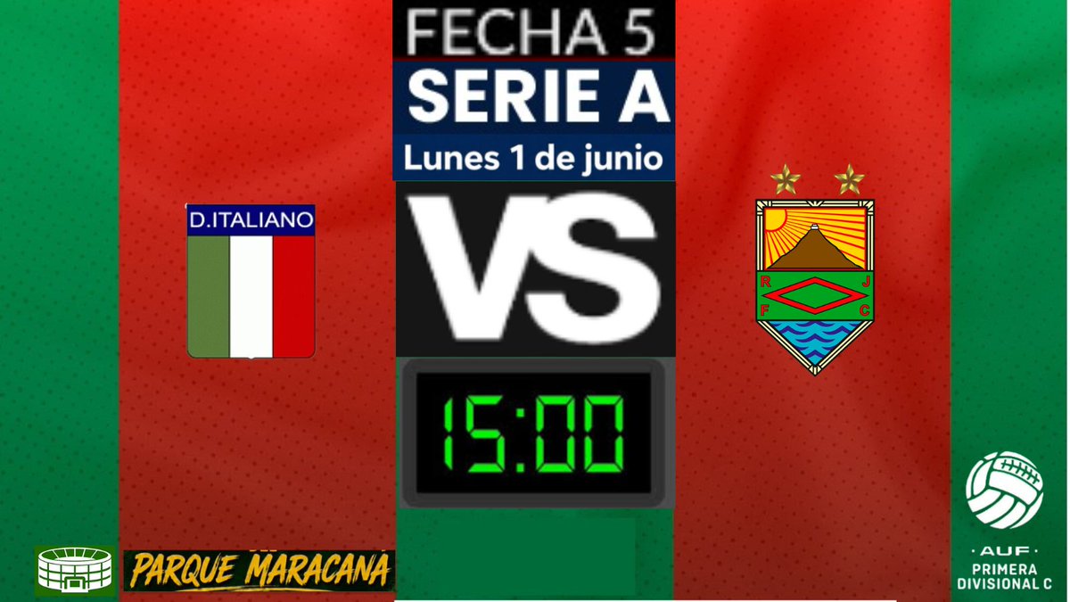 raymondjames_50's tweet photo. 🔴🟢#RAMPLA
⚽️La próxima ➡️Fecha5⃣-Serie🅰️
📆🆚🇮🇹 DEPORTIVO ITALIANO
📅Lunes 1 de junio-⏰15:00 hs
🏟️Parque Maracaná https://t.co/3VKRL3qvCV