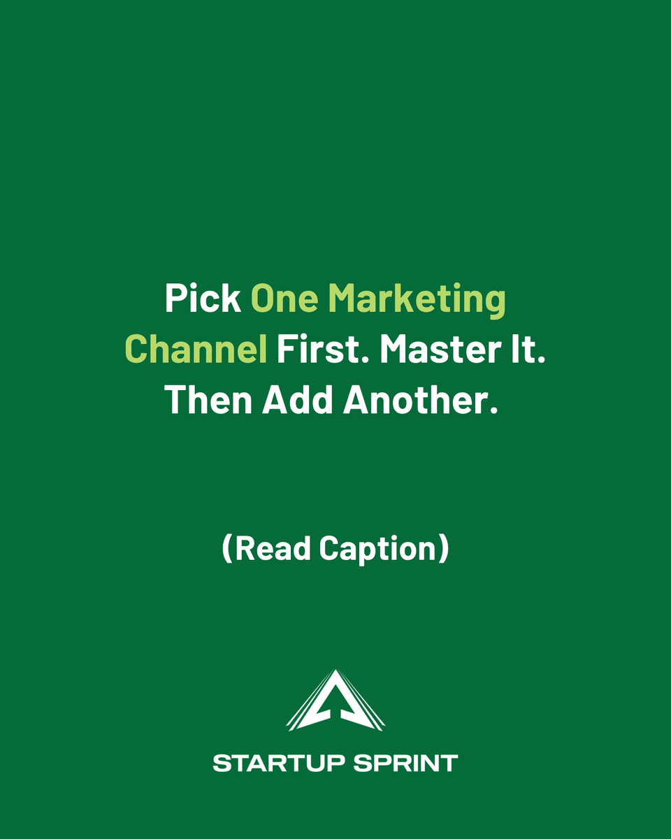 StartupSprintHQ's tweet photo. Founders who try to be everywhere usually end up average everywhere. Pick the one channel where your ideal customer already spends time and commit to it for 90 days. Consistency on one platform will outperform scattered efforts across five almost every time. https://t.co/fqXhFs1zNj