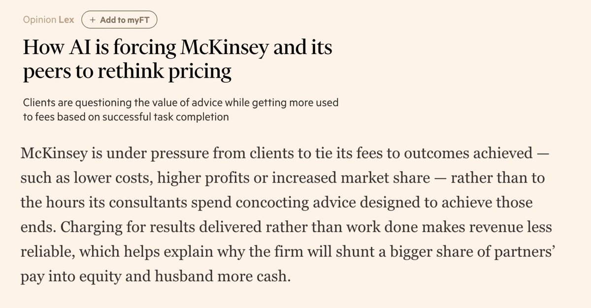 omooretweets's tweet photo. The biggest economic gain from AI may actually be consultants finally having to justify their value https://t.co/BDTfJ5ptqw
