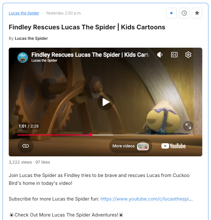 timjansen's tweet photo. Working on my mile-long to-do list. Today: support for YouTube. While Downread has always had rudimentary support for YouTube, today I added features like fetching the description and avatar and rendering all the info I get. This is what it looks like now:
#buildinpublic https://t.co/aar2mKvbFr