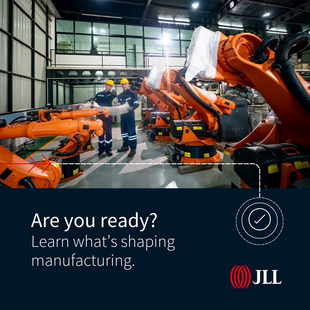 JLL's tweet photo. JLL Industrial experts share the manufacturing trends they see shaping the year ahead, drawing from our latest Manufacturing Trends to Watch 2026 research. 

👉 Watch the video: https://t.co/CSYtmACHVt https://t.co/VFp9ojdHW3