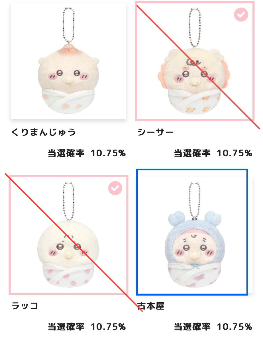 gu_tare_01's tweet photo. 【交換】ちいかわBaby Chiikawa Baby ぬいぐるみ くじ

<譲> 画像1・2
E賞 ハチワレ×2、ラッコ×2

<求> 画像3・4
E賞 ちいかわ、うさぎ、古本屋、モモンガ

※ 長期取引のため事前の個人情報交換必須 https://t.co/4xob6FilVW