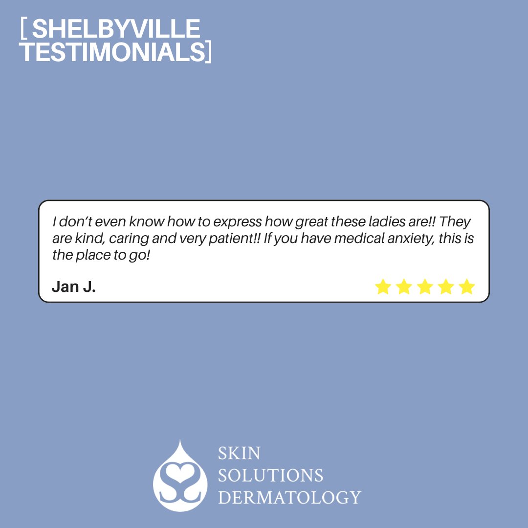 SkinSolutionsD's tweet photo. See why patients consistently rate our Shelbyville team 5 stars! 

Ready to see the difference? Book your Shelbyville appointment! 🩺
Call 615.771.7546 or visit https://t.co/70zDn9Iskv to schedule your appointment today!

#ShelbyvilleTN #Dermatology #PatientFirst https://t.co/1yjWfEXPuF