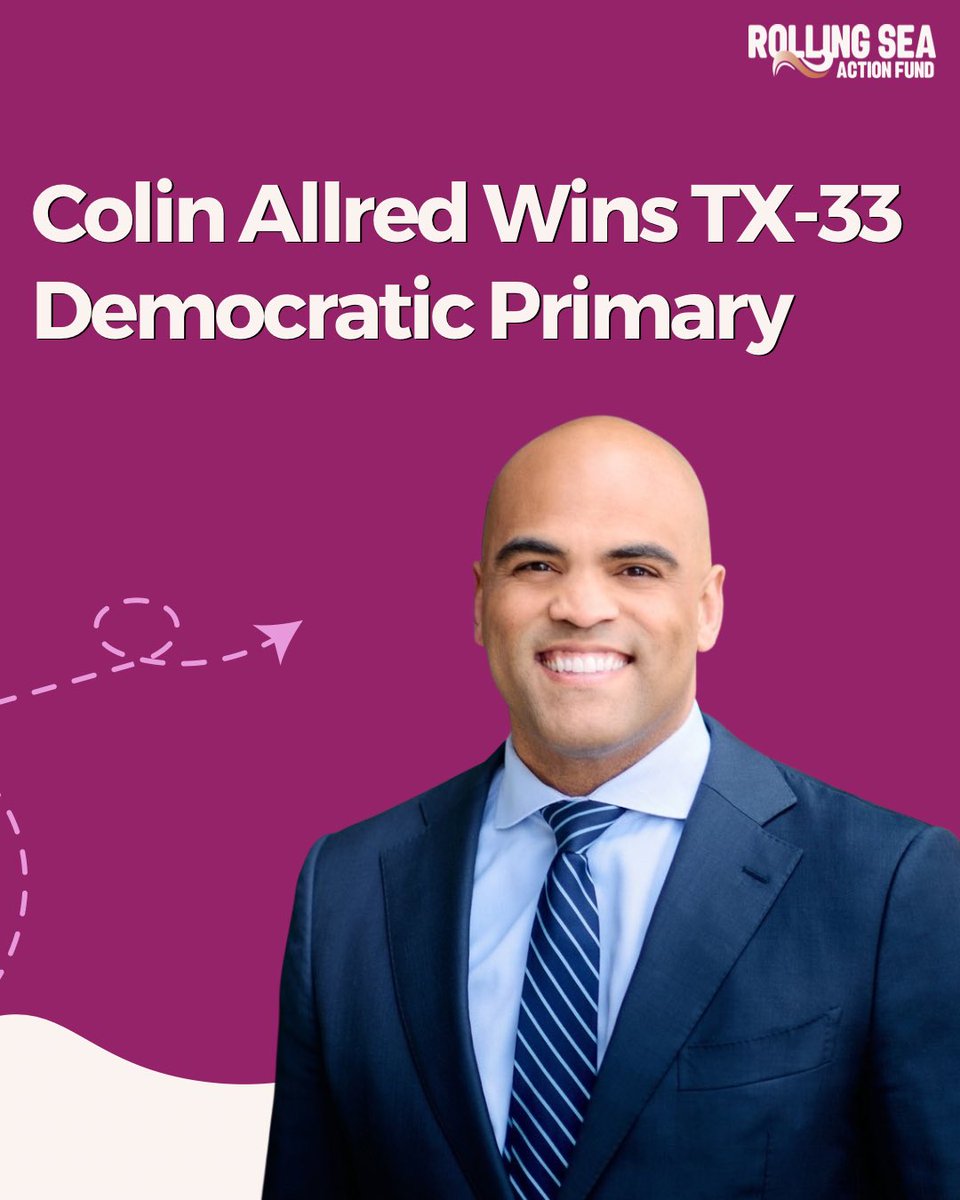 RollingSeaAF's tweet photo. Congratulations to @ColinAllredTX on winning the Democratic primary for Texas’ 33rd Congressional District. A civil rights lawyer and proven fighter for working people, Allred is headed to the general in one of the most watched races in the state.

The work continues. #LetItResound