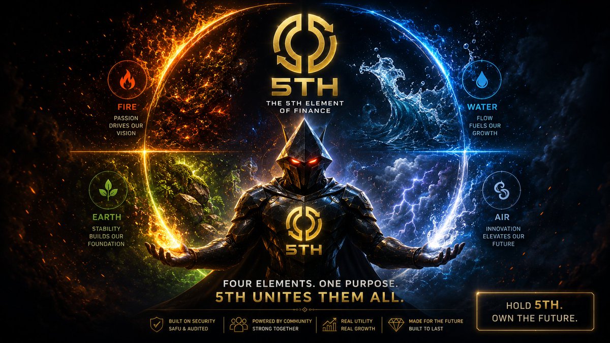 5thglobal_'s tweet photo. The future isn’t built by one force alone. ⚡️

🔥 Fire for passion
🌊 Water for growth
🌍 Earth for stability
🌪 Air for innovation

And at the center of it all… 5TH — the element that unites them into one unstoppable movement.

This is the evolution of Web3.

#5TH #Web3 #Crypto https://t.co/XgCNx9slnb