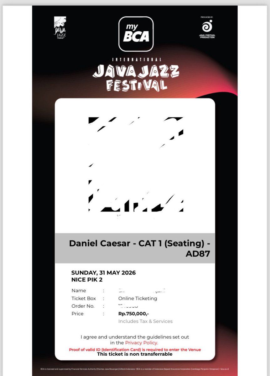 wesleybywe's tweet photo. gaess beneran gk ad yg mau beli tiket daniel caesar guaa???

1 tix (personal ticket)
CAT 1 + Include daily pass
DM FOR PRICE

#danielcaesar #javajazz #wts https://t.co/cgDDjODcrv