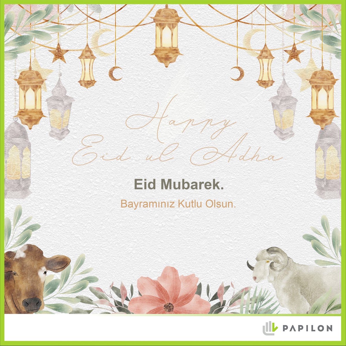 papilontech's tweet photo. Bolluk, bereket ve dayanışmanın çoğalacağı; sağlık, neşe ve esenlik dolu bir Kurban Bayramı dileriz.

--

Wishing you a blessed Eid al-Adha filled with health, joy, and well-being, where abundance, prosperity, and solidarity continue to grow.

#Papilon #Biometrics #BeyondBiometrics #EidMubarek #EidulAdha